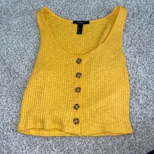 YELLOW BUTTON UP CROPPED TANK TOP